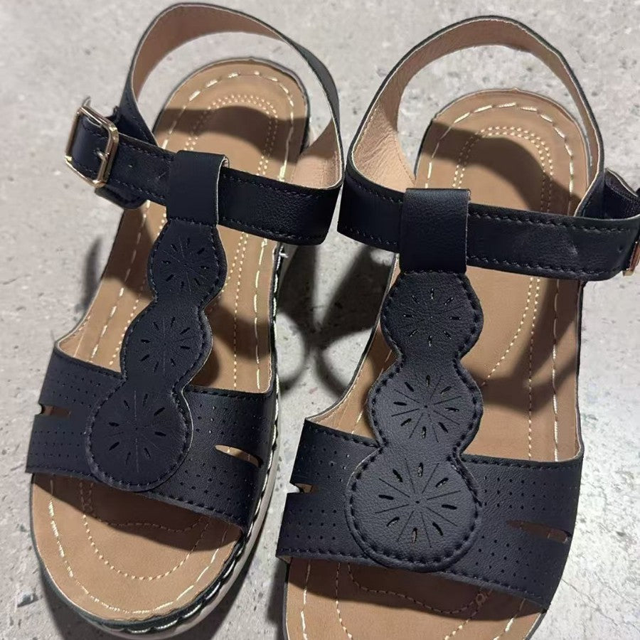 Damer sommerlige komfort-sandaler med elegant blomster-design og anatomisk fodseng Stilla