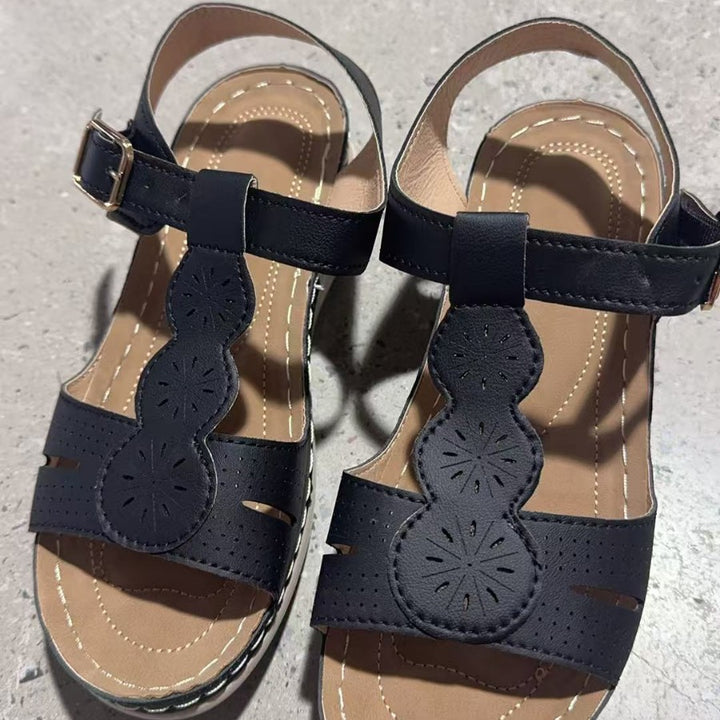 Damer sommerlige komfort-sandaler med elegant blomster-design og anatomisk fodseng Stilla