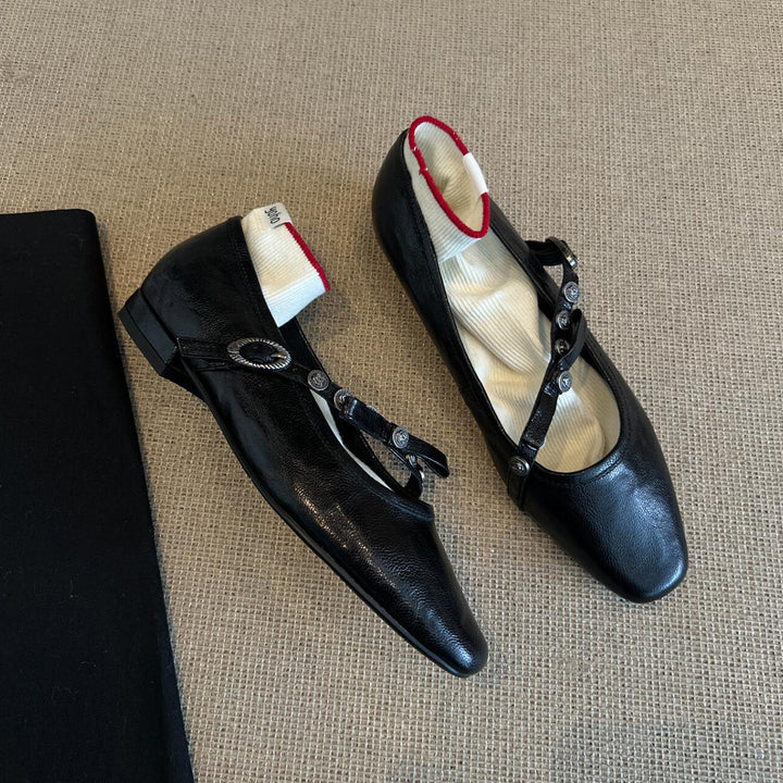 Dame Elegante Strop Ballerina Flade Sko med Dekorative Spænder Stilla