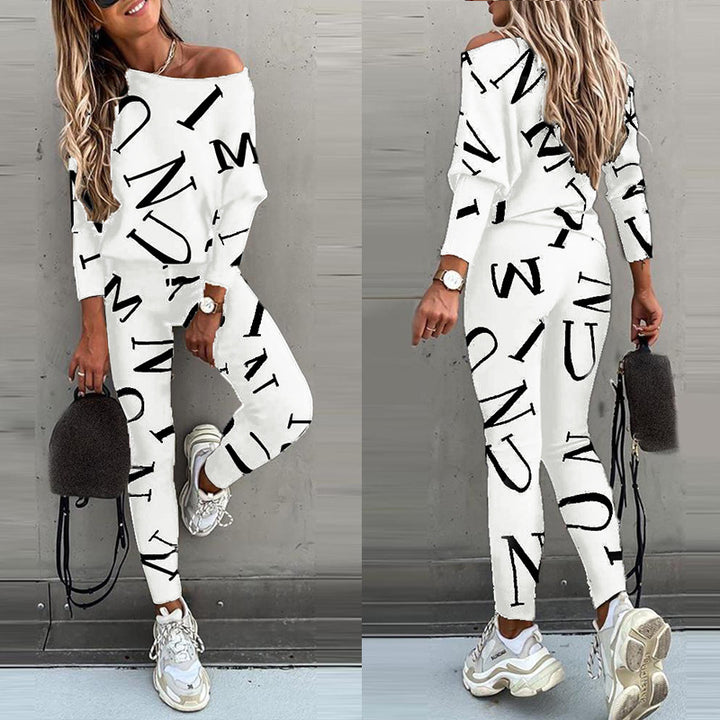 Dame Lækkert Jumpsuit med Off-Shoulder-udskæring og moderne Grafiktryk Stilla