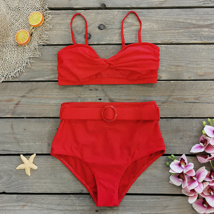 Dame bikini-sæt med elegant flæse og højtaljet trusse Stilla