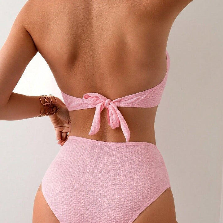 Dame Høj skåret Bikini med struktureret tekstur Stilla