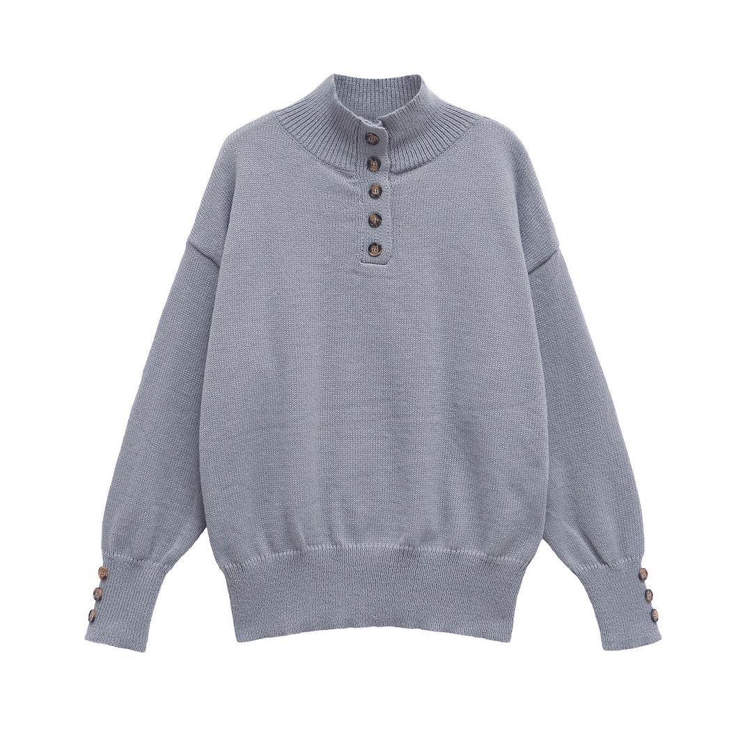 Femme Knap-Down Strikpullover Stilla
