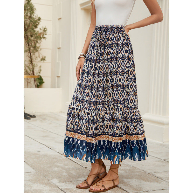Femme gestufter Bohemian Maxi Nederdel Stilla