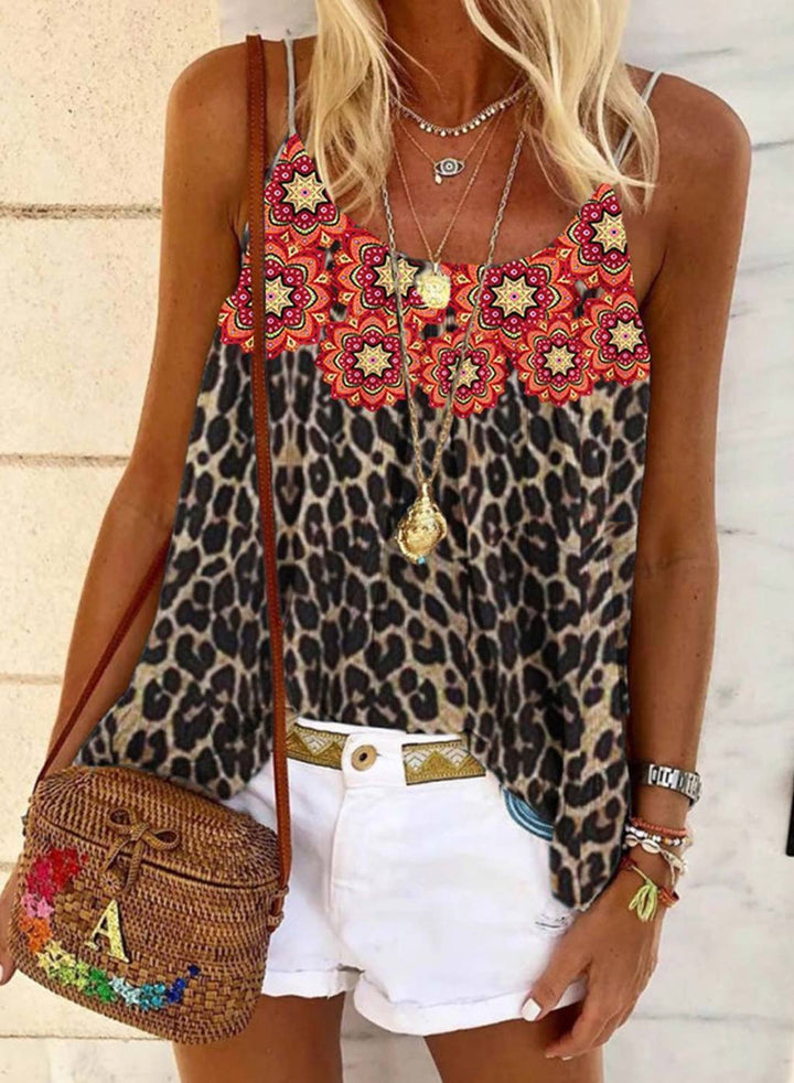 Dame Floral Leopardprint Tanktop Stilla
