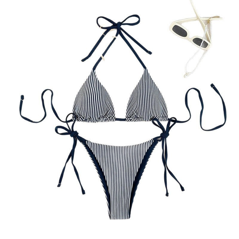 Damer stribet trekant-bikini-sæt Skovae