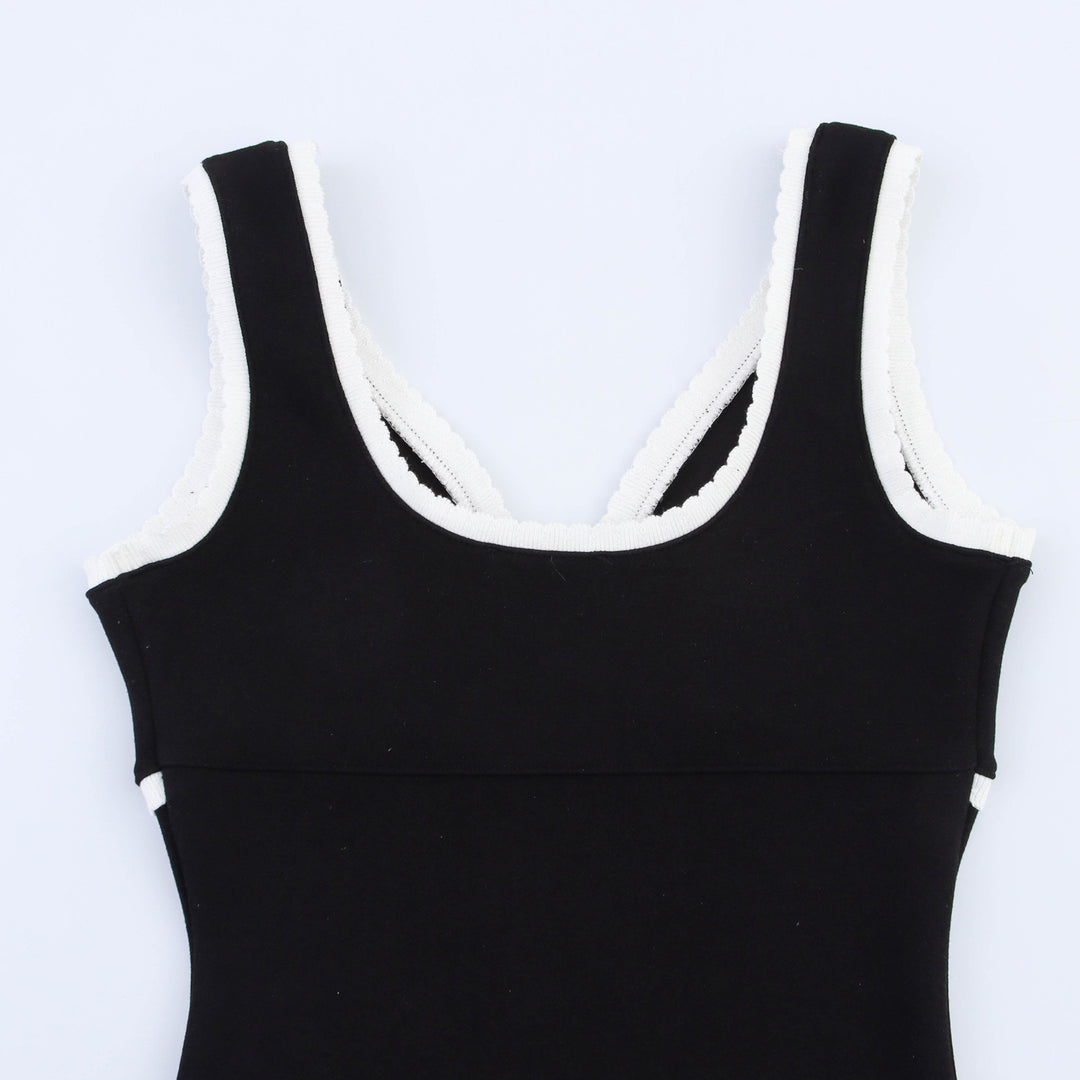Dame Sleek V-udskæring Bodycon Midi Kjole med Kontrastbesætning Stilla