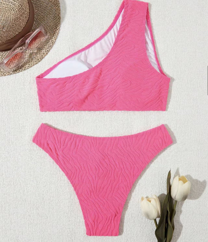 Dame Bikini-sæt med asymmetrisk design og trendy struktur Stilla