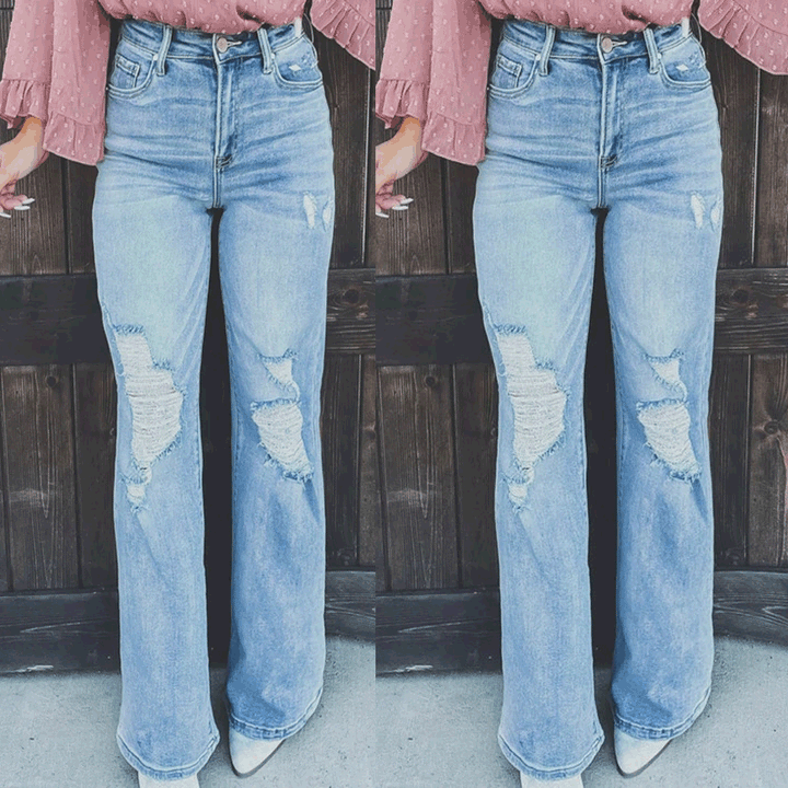 Dame Relaxed Fit Jeans med frayed detaljer og afslappet stil Stilla