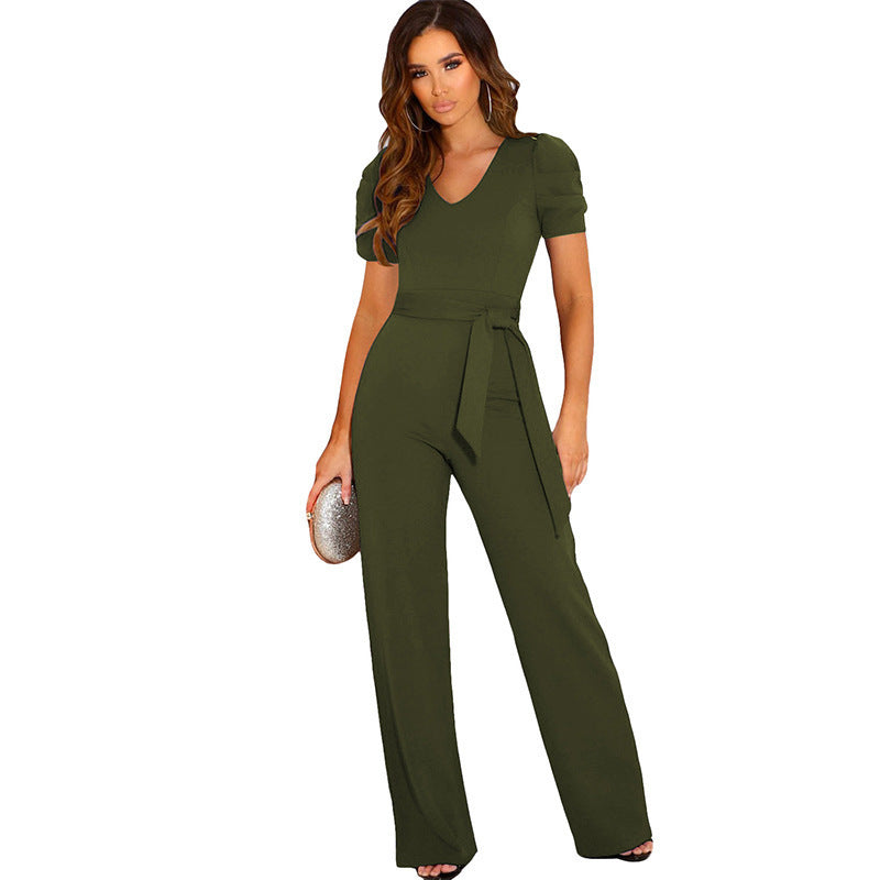 Dame Elegant Jumpsuit med tætsiddende snit og flydende ærmer Stilla