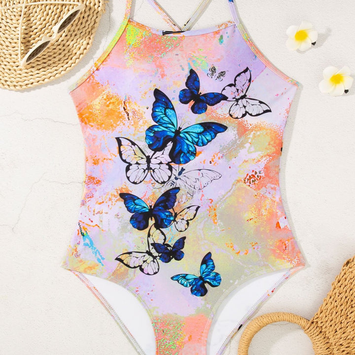 Dame One-piece Badedragt med moderne sommerfugletryk og åndbare stropper Stilla