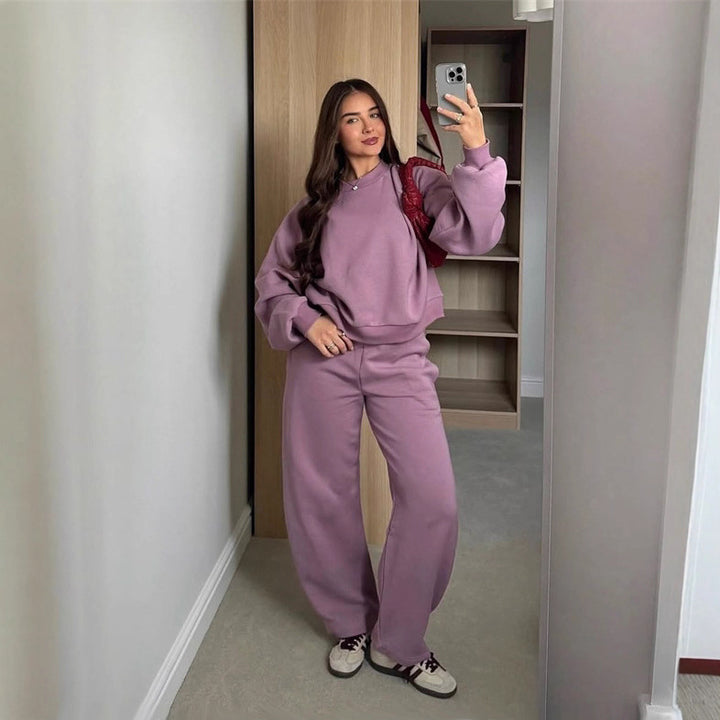 Dame afslappet oversized sweatshirt- og joggingbuksesæt Stilla