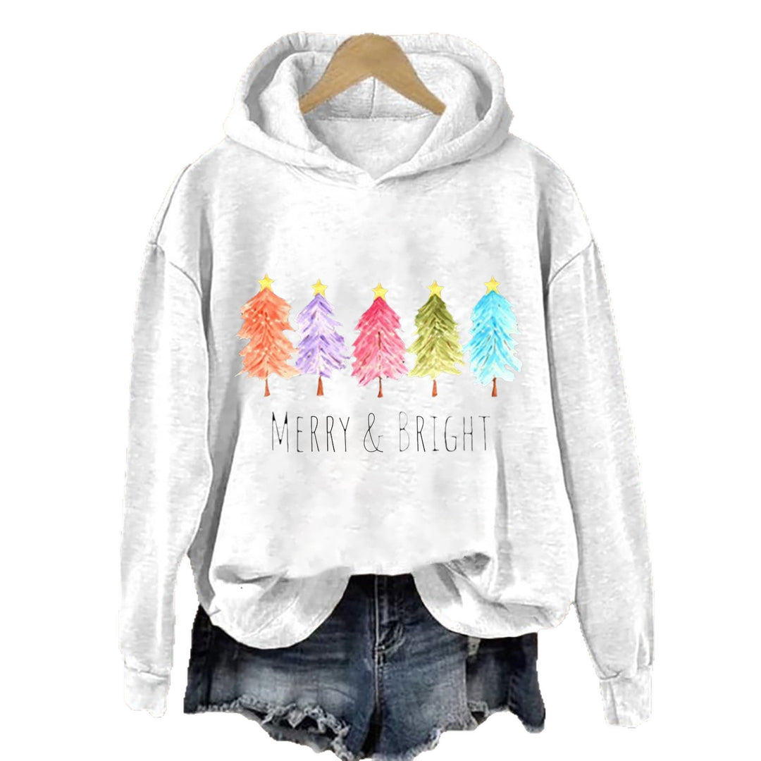 Kvinders Hoodie Sweatshirt med Festligt Træ Grafik Skovae