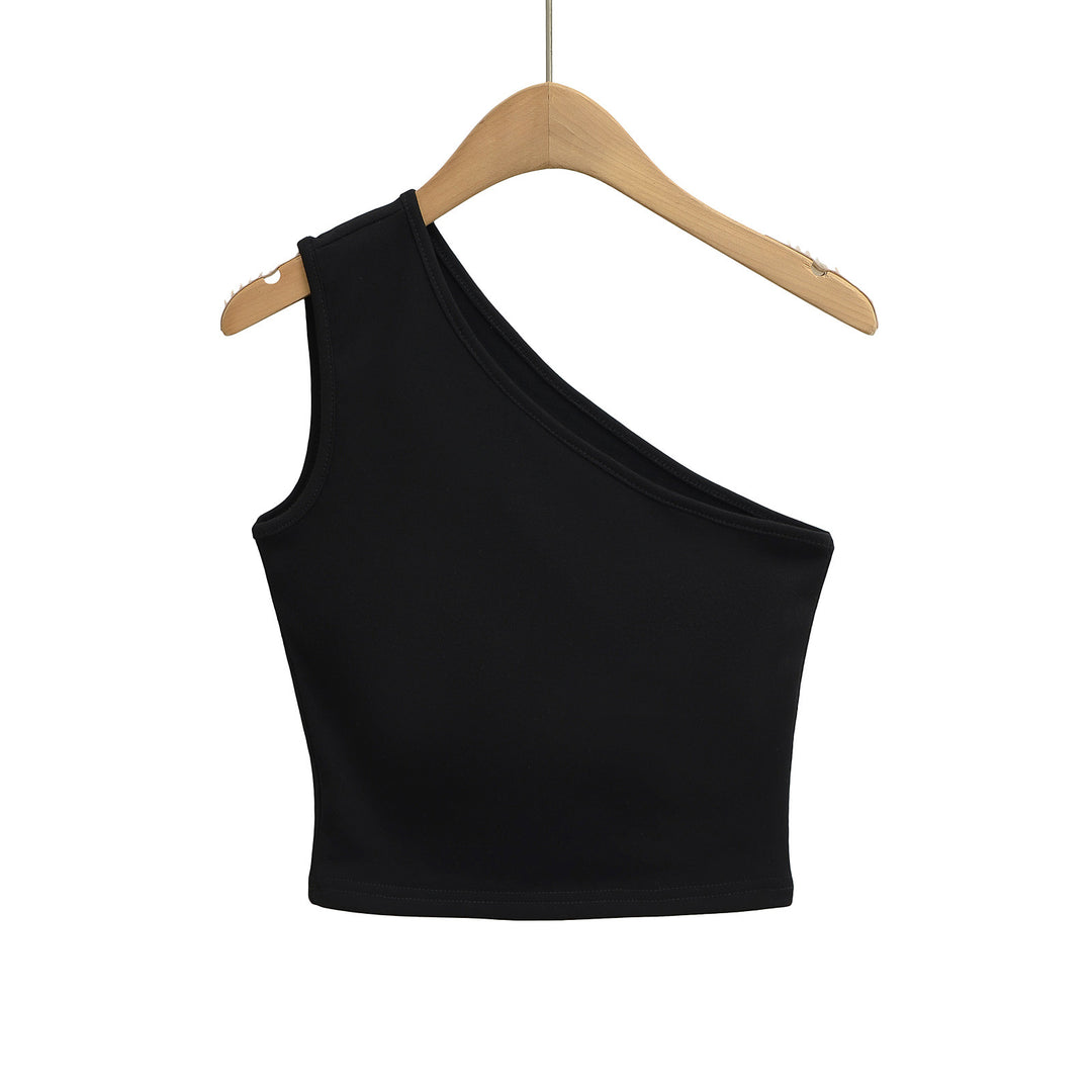 Dame Asymmetrisk Crop-Top i blødt strækmateriale med elegant design Stilla