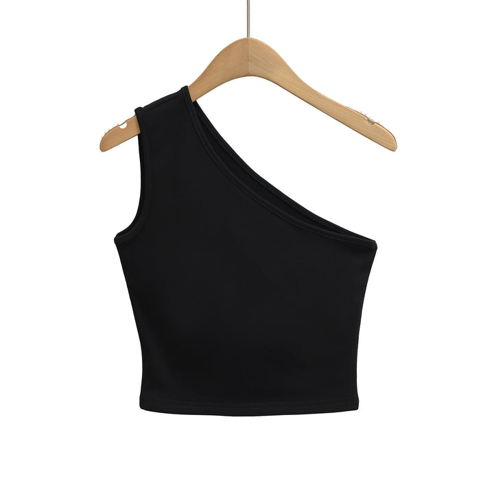 Dame Asymmetrisk Crop-Top i blødt strækmateriale med elegant design Stilla