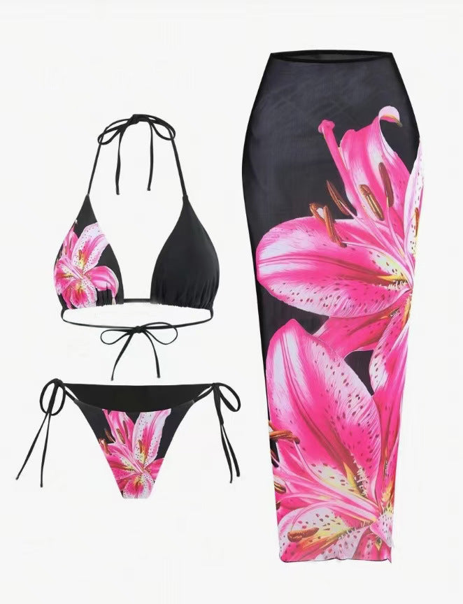 Dame bikini-sæt med blomsterkjole og justerbare stropper Stilla