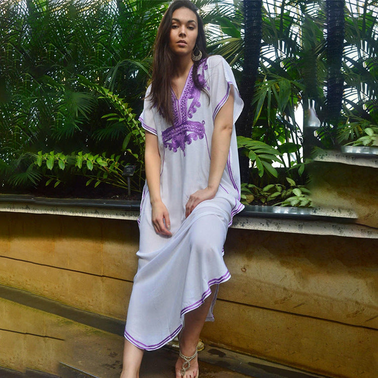 Dame Elegant Strandkaftan med kunstneriske broderier Stilla