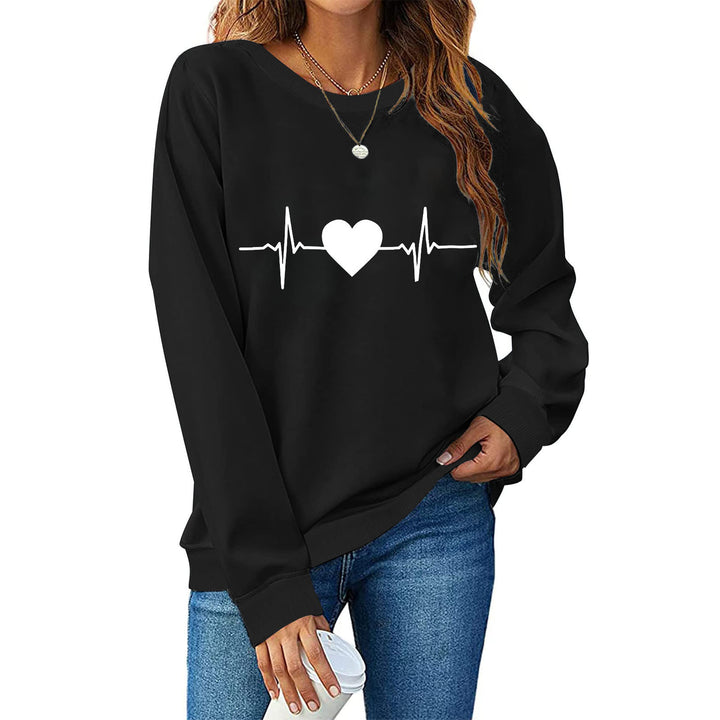 Dame sweatshirt med kreativ hjerterytme-design Stilla