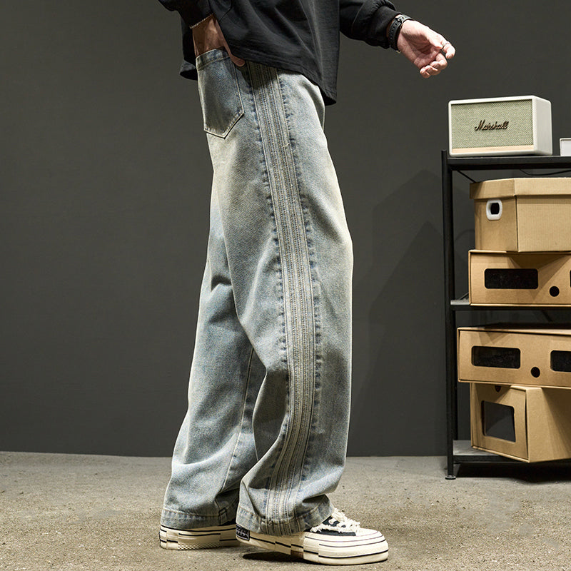 Herre bred Denim-jeans med elastisk talje og unik vask Stilla