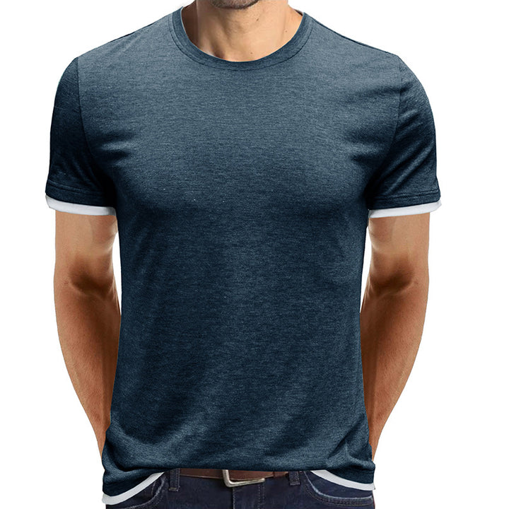 Herrer åndbart Rundhalset T-shirt med kontrastfarvede ærmer Stilla