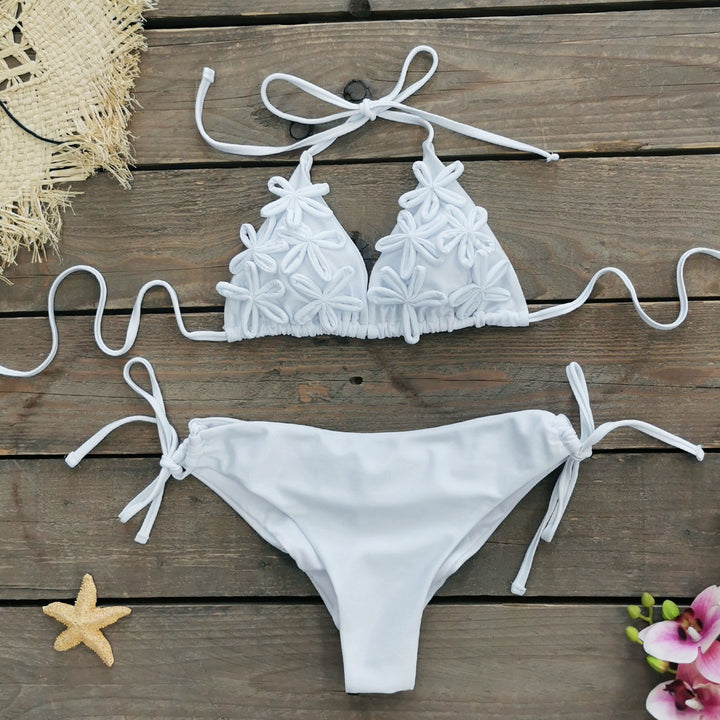 Dame bikini-sæt med sofistikerede blomsterdetaljer og justerbare stropper Stilla