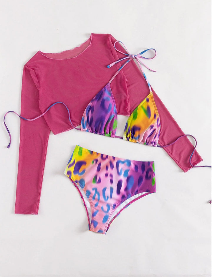 Dame Trendy Bikini-Sæt med gennemsigtig Overtøj Stilla