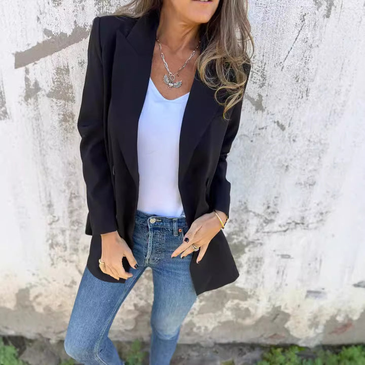 Damer elegant figurtilpasset blazer med dobbelt knaplukning og revers Stilla
