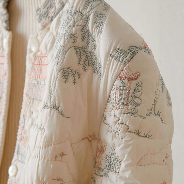 Kvindernes lette kviltede jakke med elegante broderier Stilla