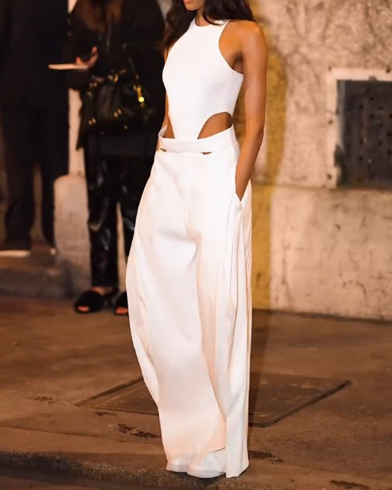 Dame Elegant Cut-Out Jumpsuit med Høj Talje Skovae