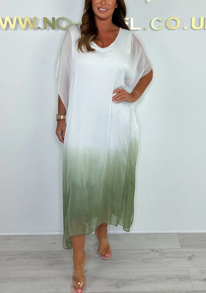 Dame maxikjole med flydende chiffon og elegant farveovergang Stilla