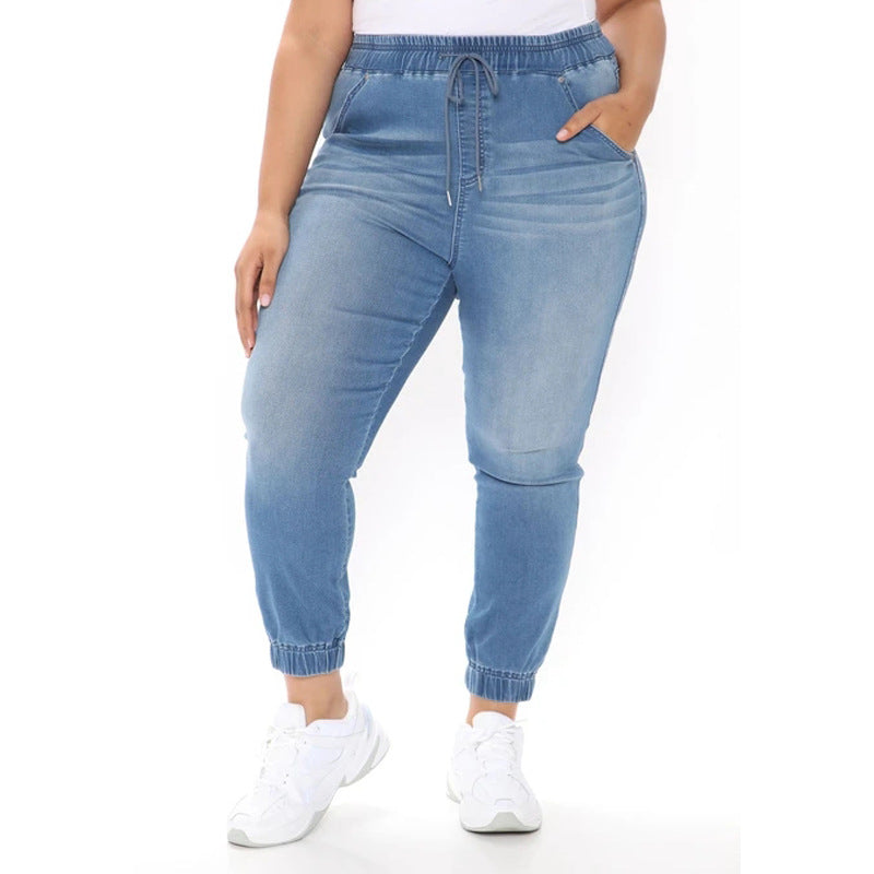 Dame joggingbukser i blødt denim med justerbar kant Stilla