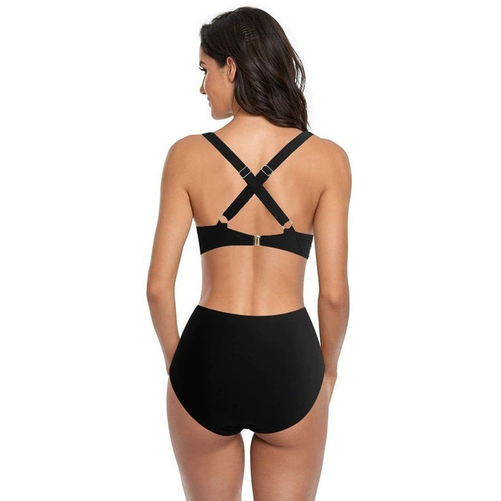 Dame bikini-sæt med højt skåret trusser og moderne kryds-rem-design Skovae