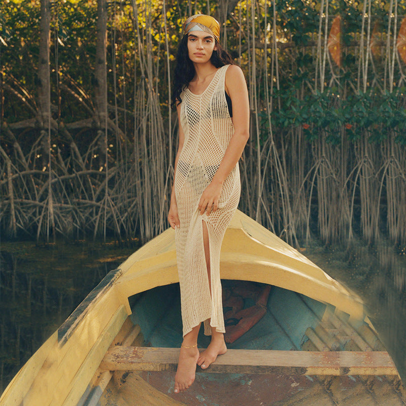 Dame Resort Stil Net Cover-Up Kjole Stilla