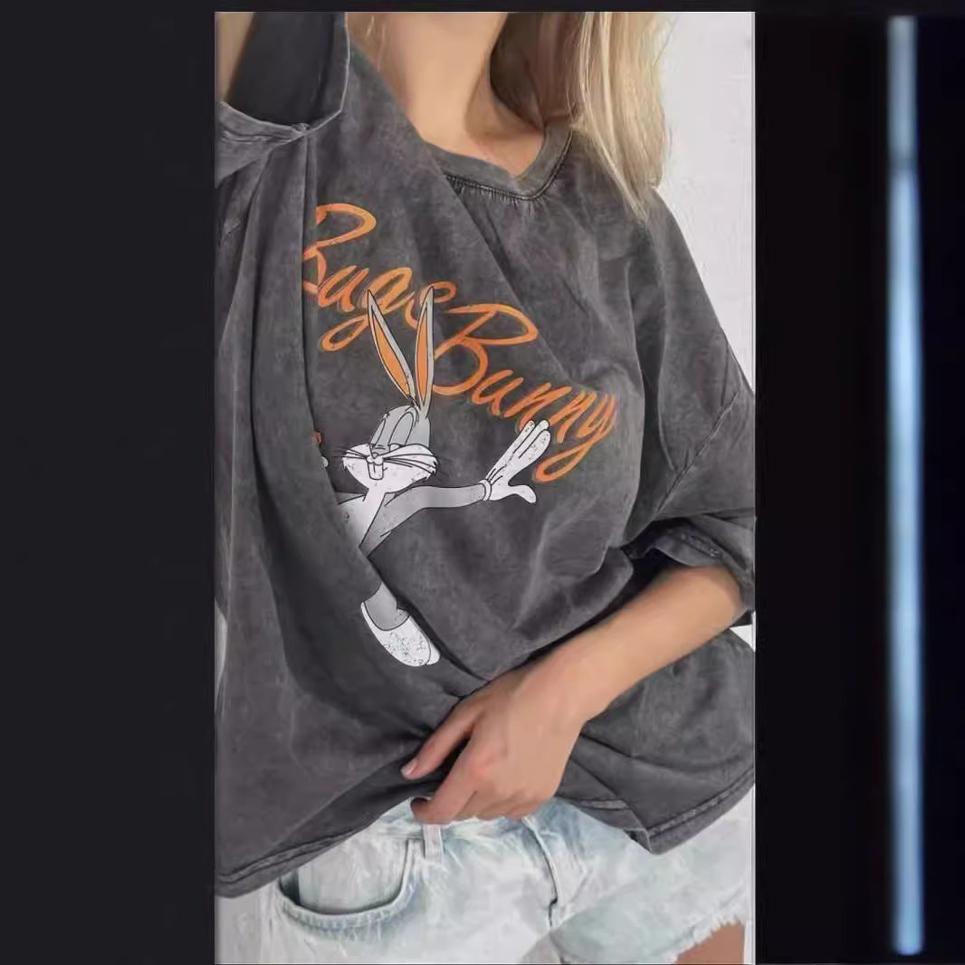 Dame Oversized T-Shirt med nostalgisk Mickey Mouse design Stilla
