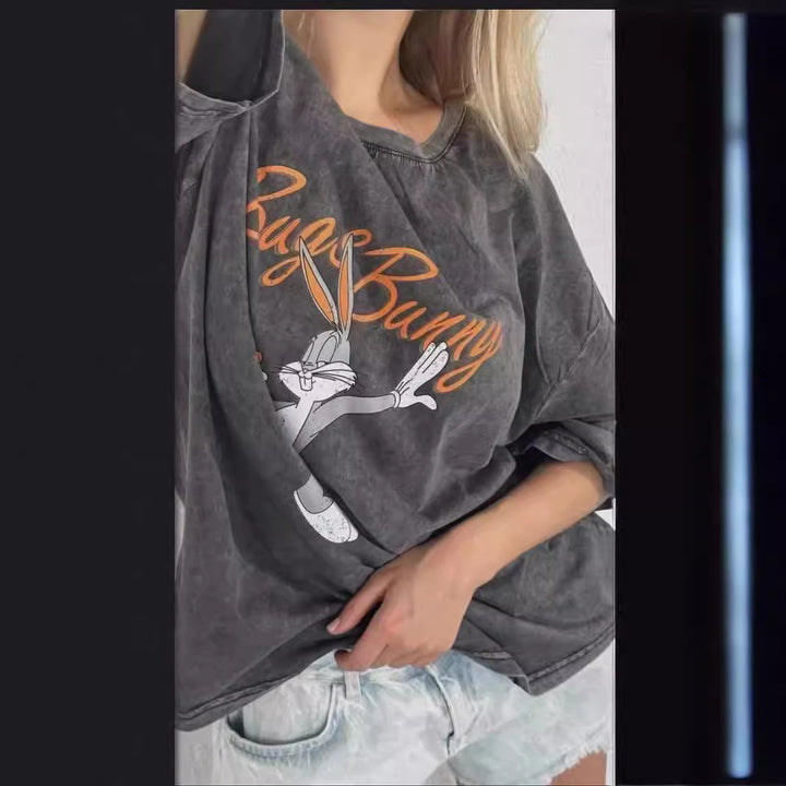 Dame Oversized T-Shirt med nostalgisk Mickey Mouse design Stilla