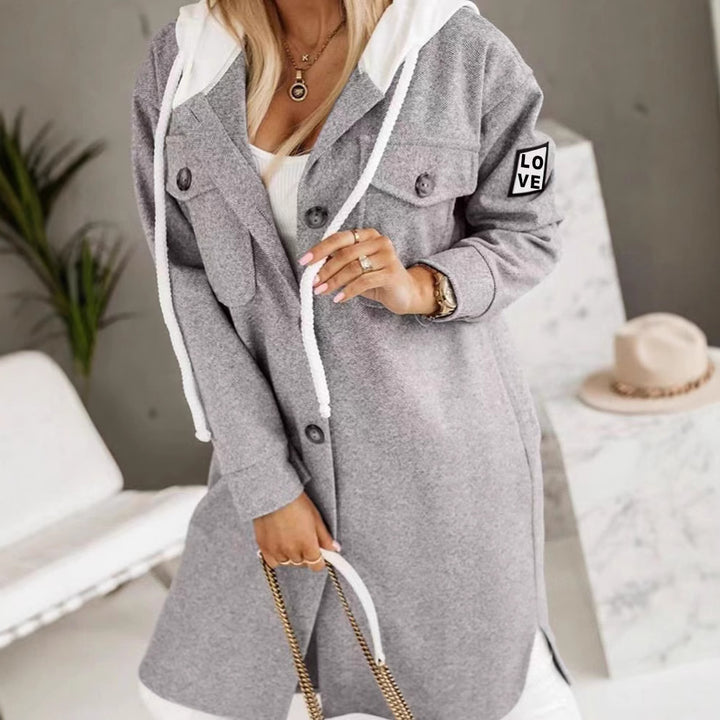 Kvindernes Oversized Hoodie Jakke med Stilfulde Knapdetaljer og Lommer Stilla
