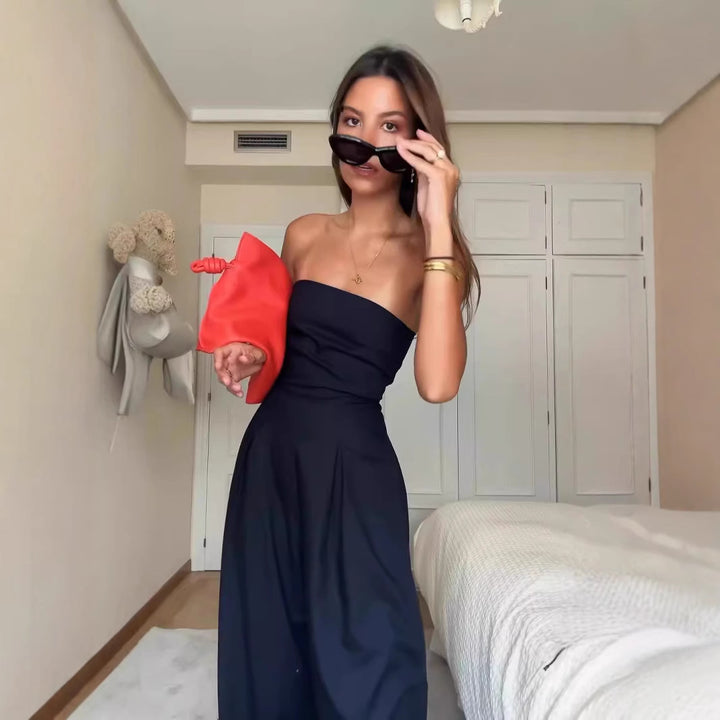 Dame jumpsuit med bredt ben Stilla