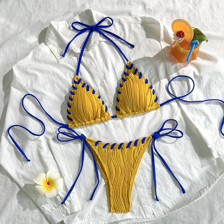 Dame Bikini-sæt med elegant flæsedesign og justerbare stropper Skovae