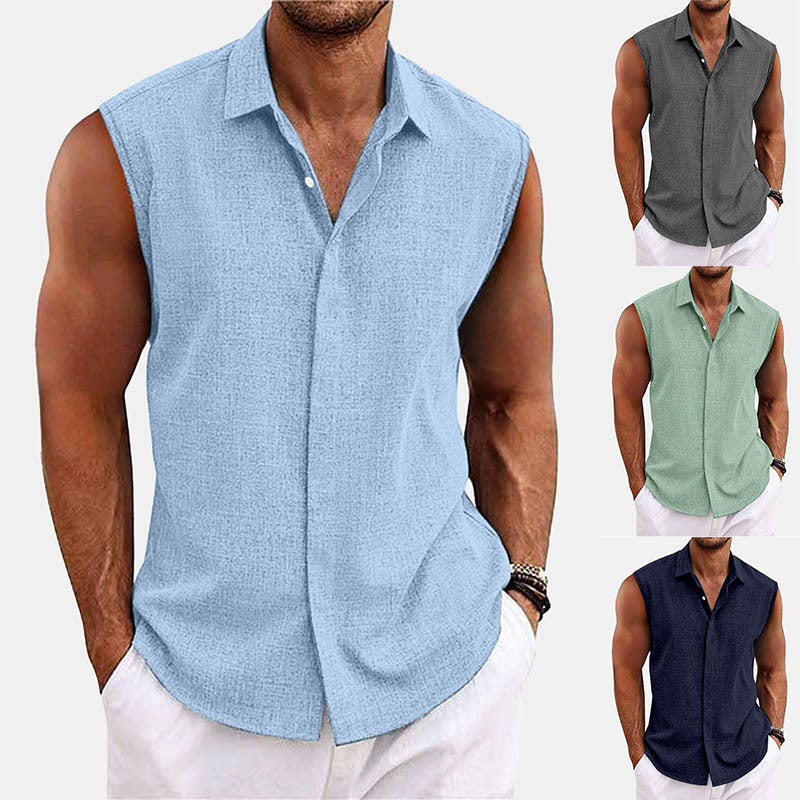 Herrer ærmeløs skjorte med struktur Stilla