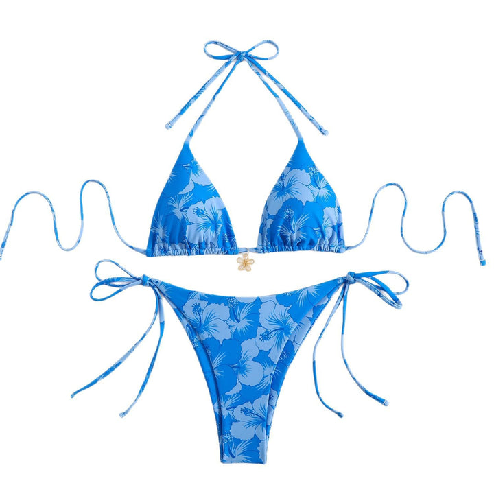 Dame Triangel-Bikini-Sæt med justerbare stropper og floralsk design Stilla