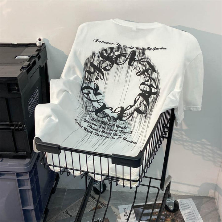 Dame T-shirt med kreativt skrift og urban design Stilla