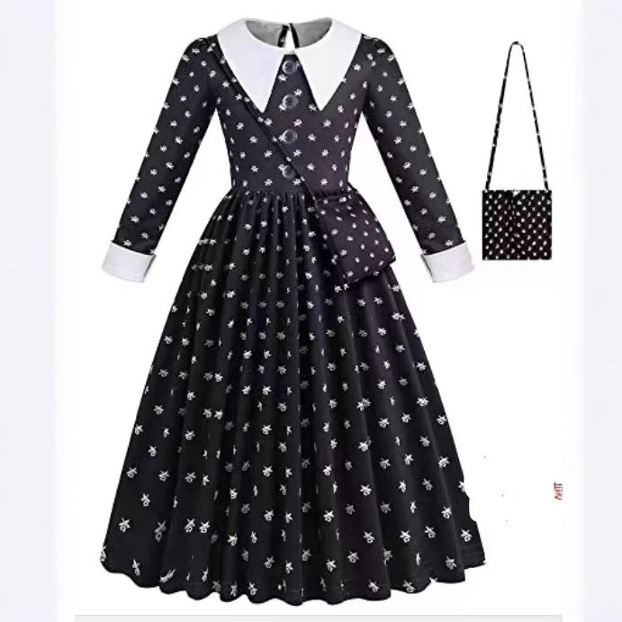 Dame Vintage Blomsterkjole med Forklæde og Hætte Stilla