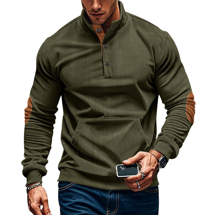 Herre Sportiv Pullover med moderne krave og kontrastdetaljer Stilla