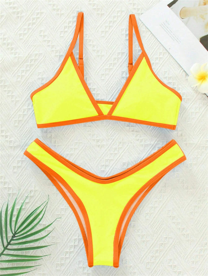 Dame Triangle Bikini Sæt med Kontrastbånd Stilla