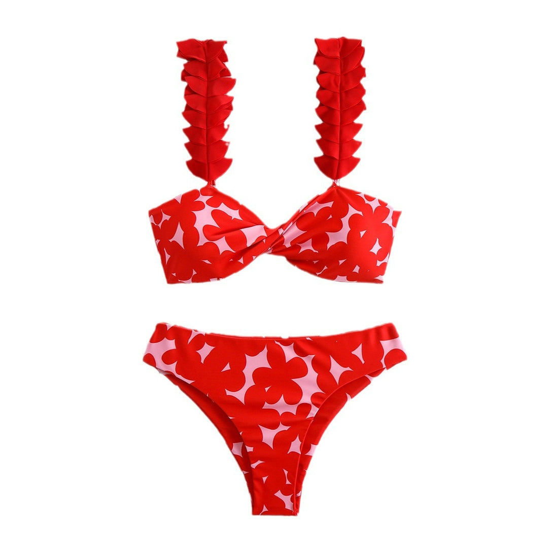 Dame bikini-sæt med attraktive flæser og blomsterdesign Stilla