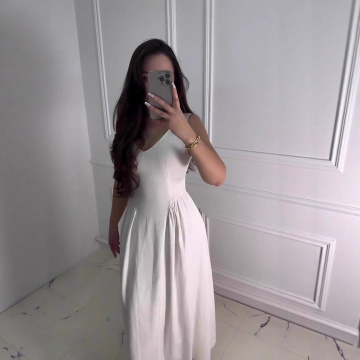 Dame Elegant A-linje Midi Kjole med Flared Skirt Stilla