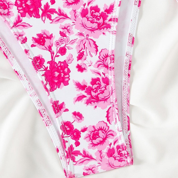 Femme Rynkede Floral Triangel Bikini Sæt Stilla
