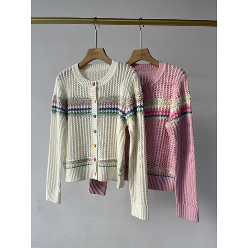 Femme Chunky Cardigan med farverige knapdetaljer Stilla