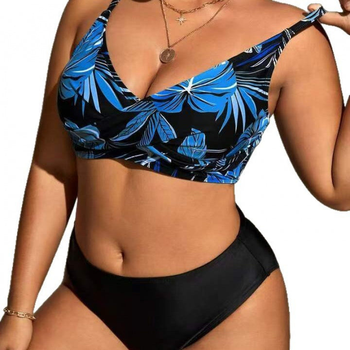 Dame Bikini-top med dyb V-udskæring og blomstret design Skovae