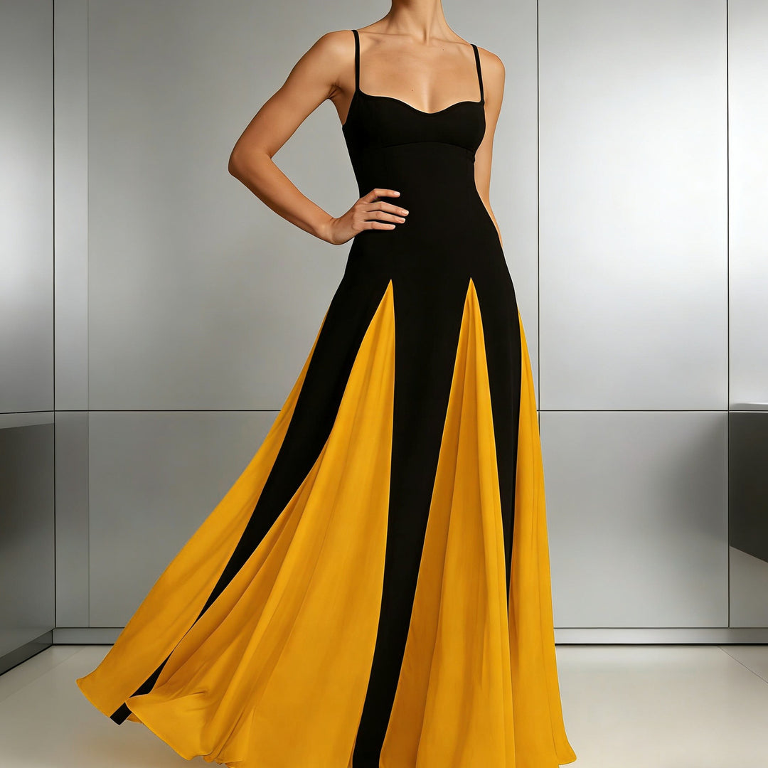 Dame Elegant aftenkjole med asymmetrisk skirt og fine stropper Skovae